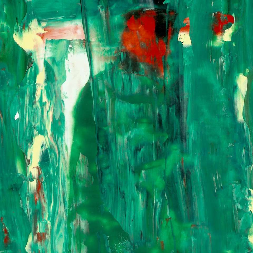 Pintura verde com flor vermelha puzzle deslizante online