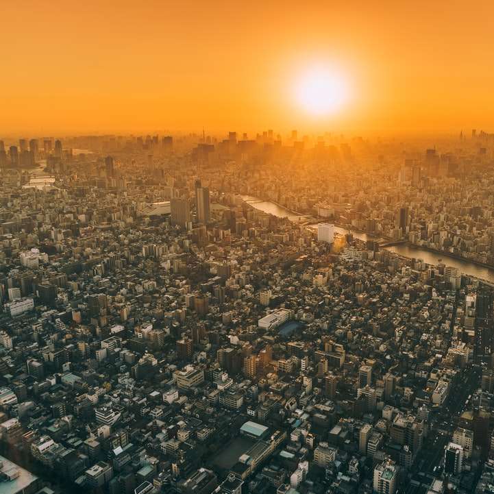 Закат над Токио онлайн-пазл