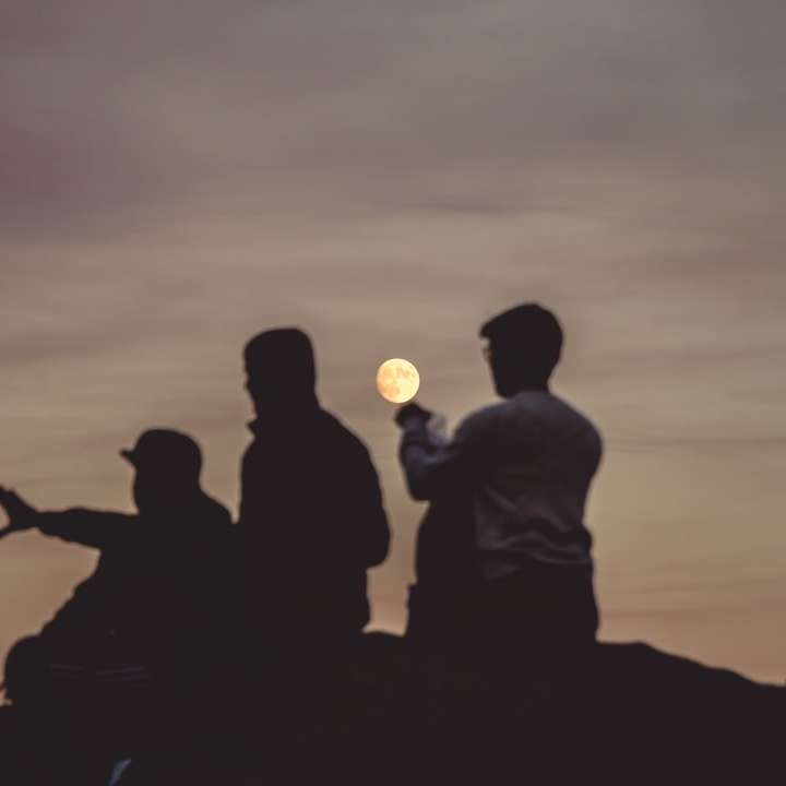 silhouette of men under moon online puzzle