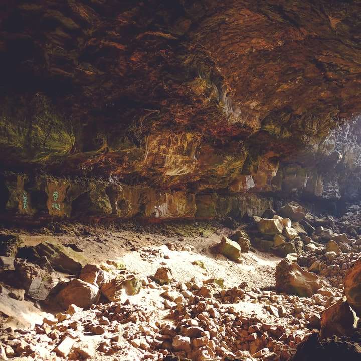 brown rock inside cave sliding puzzle online