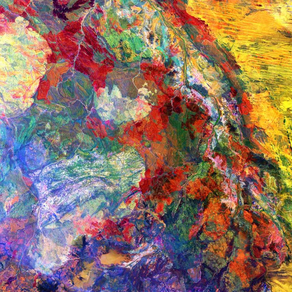 pictură abstractă roșu galben și albastru puzzle online