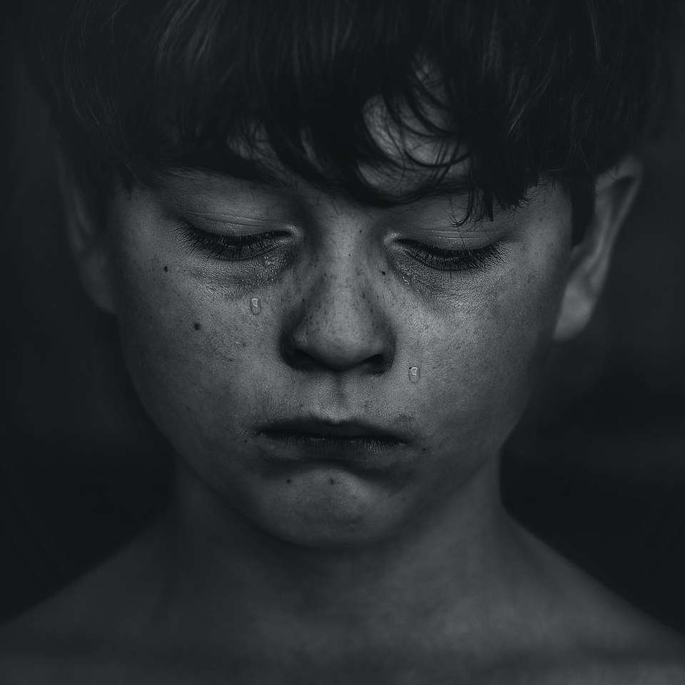 момче, плачещо сълзи за загубата си онлайн пъзел