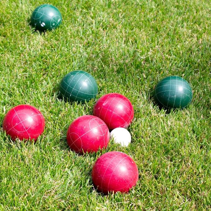 Gioco della palla da bocce su erba. puzzle online