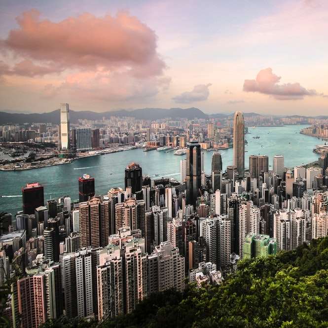 Hongkong linia horyzontu widok od Wiktoria szczytu puzzle online