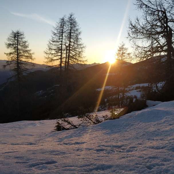 Západ slunce nad italskými Alpami posuvné puzzle online
