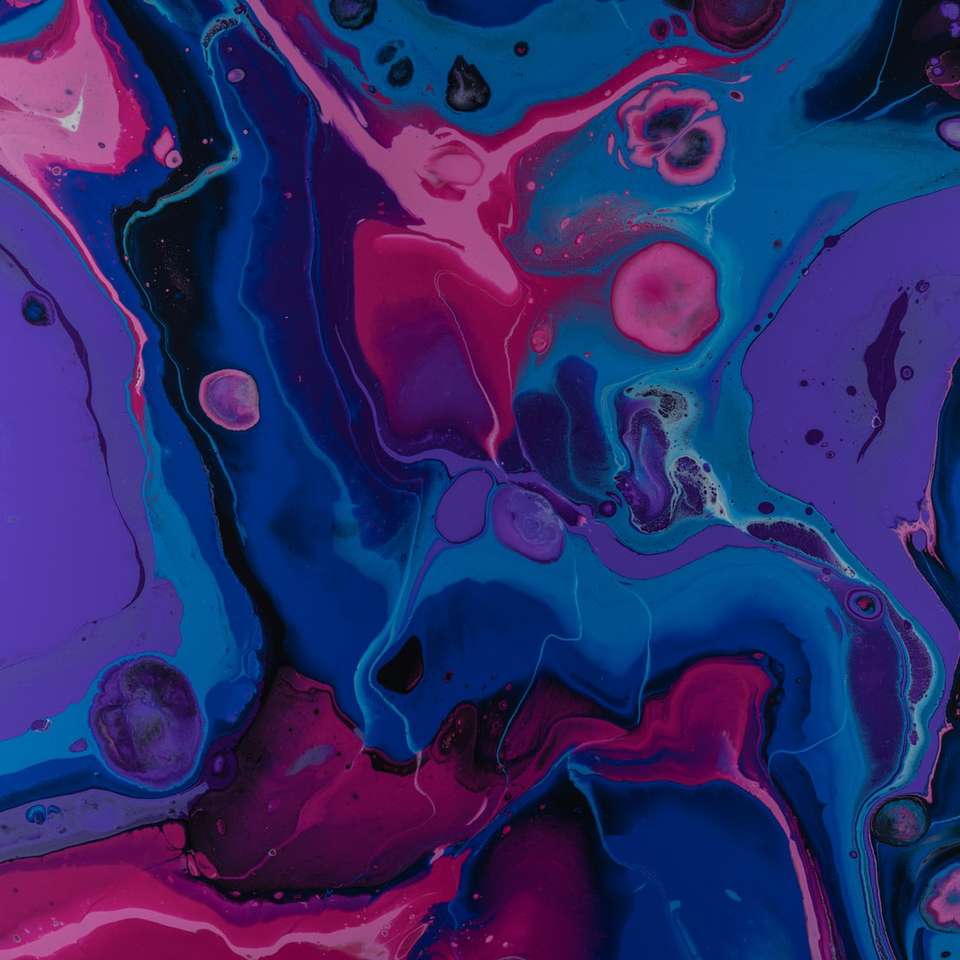 pintura abstrata azul e rosa puzzle online