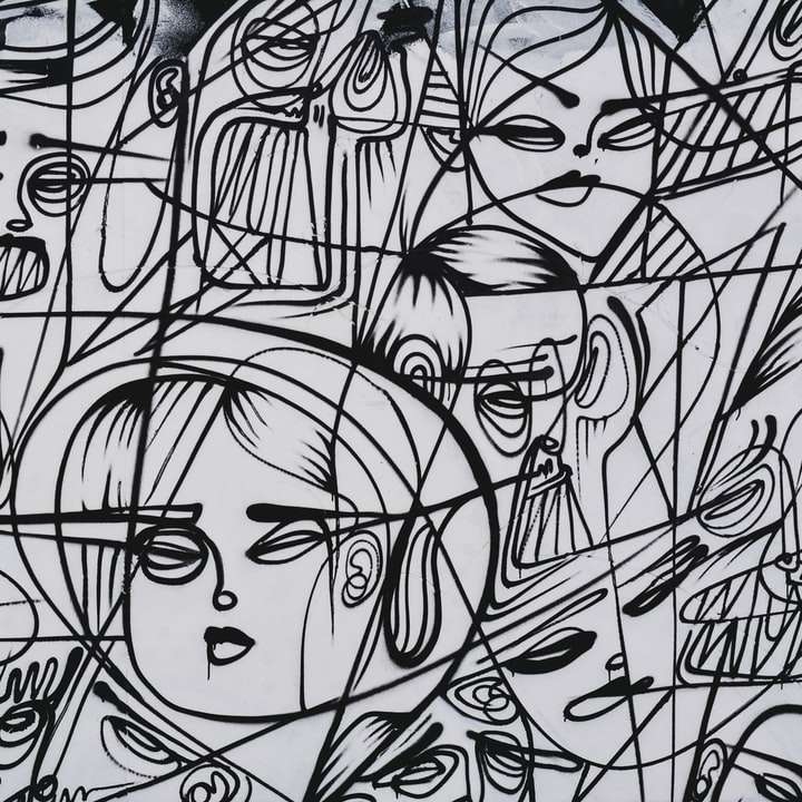 czarno-białe malarstwo abstrakcyjne puzzle przesuwne online