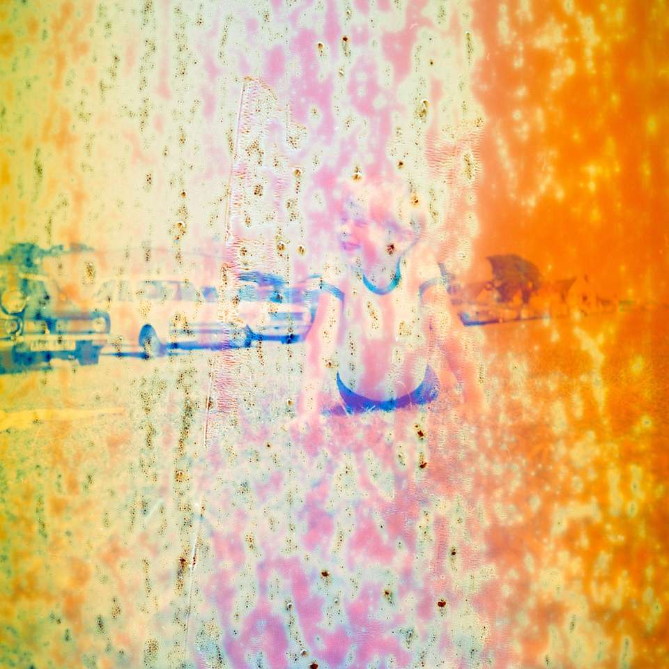orange, rosa och blå abstrakt målning glidande pussel online