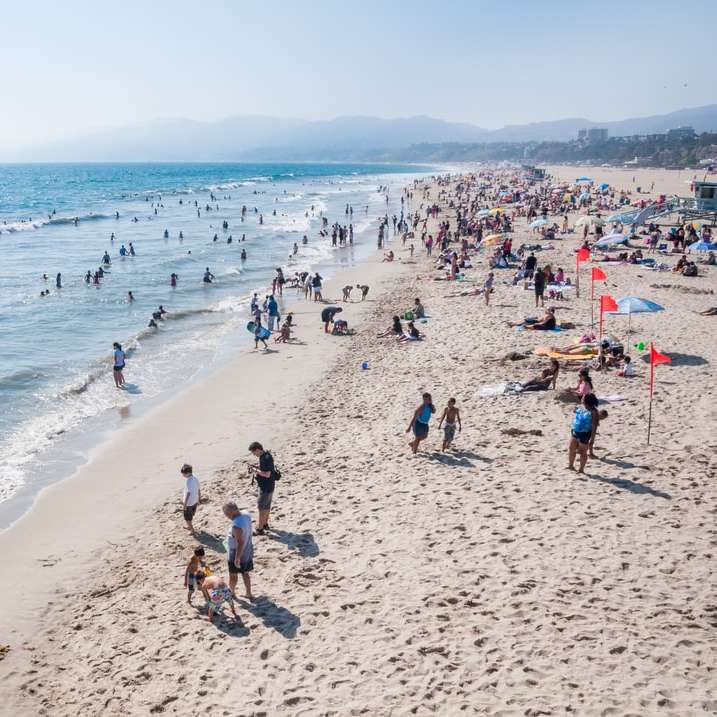 emberek állnak a tengerparton online puzzle