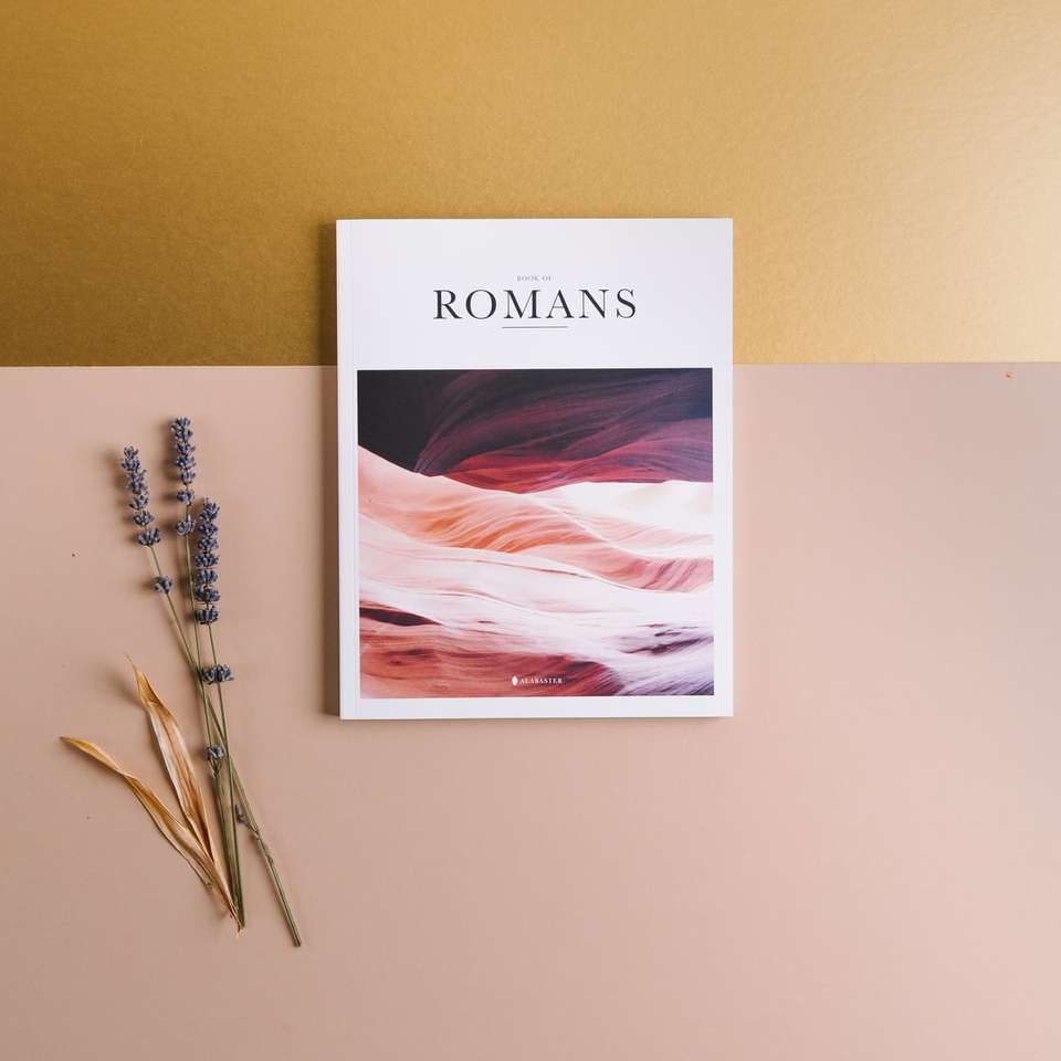 ラベンダーの花の横にあるローマ人の本 スライディングパズル・オンライン