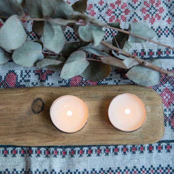 καφέ ξύλινη θήκη για κεριά online παζλ