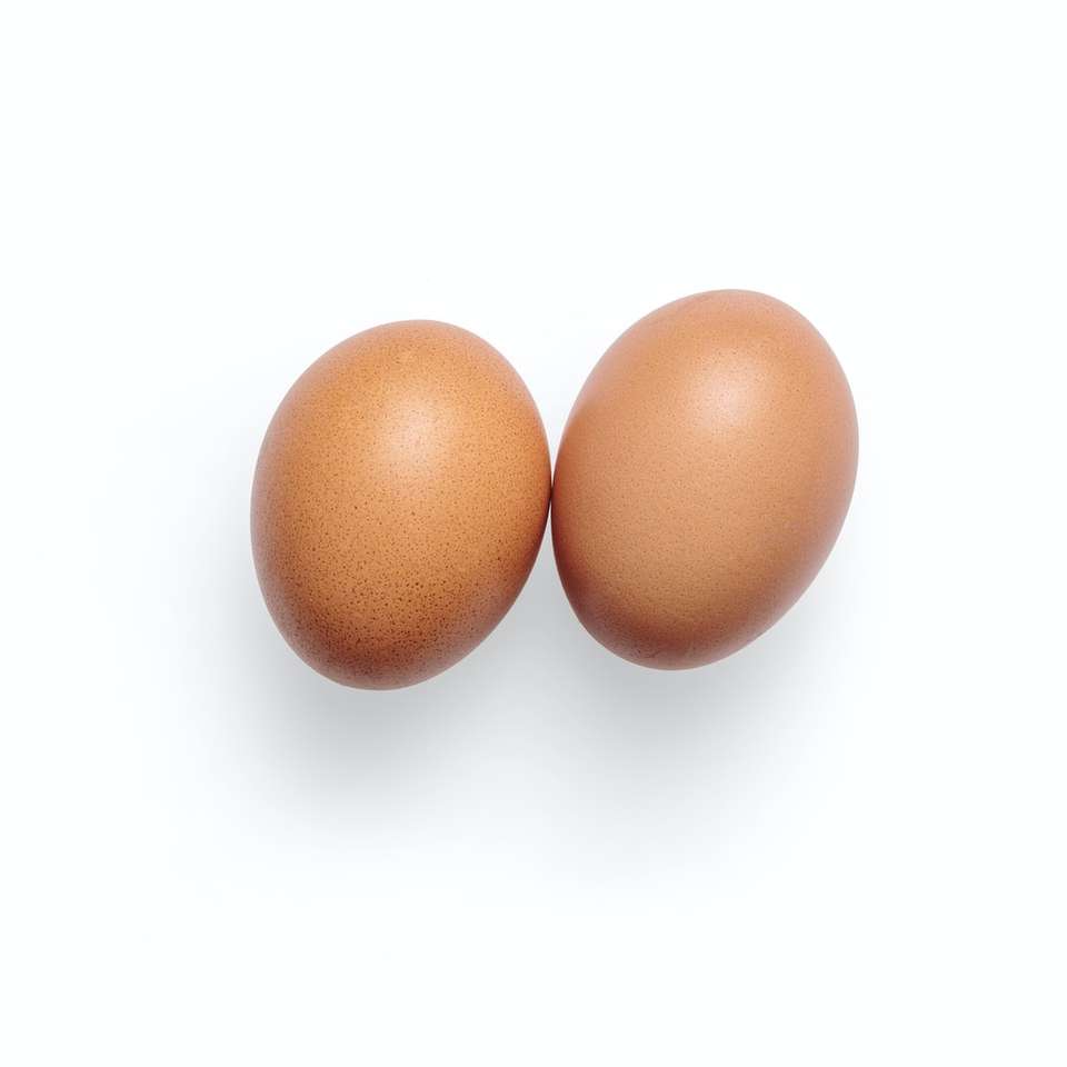 白い表面に2個の茶色の卵 オンラインパズル