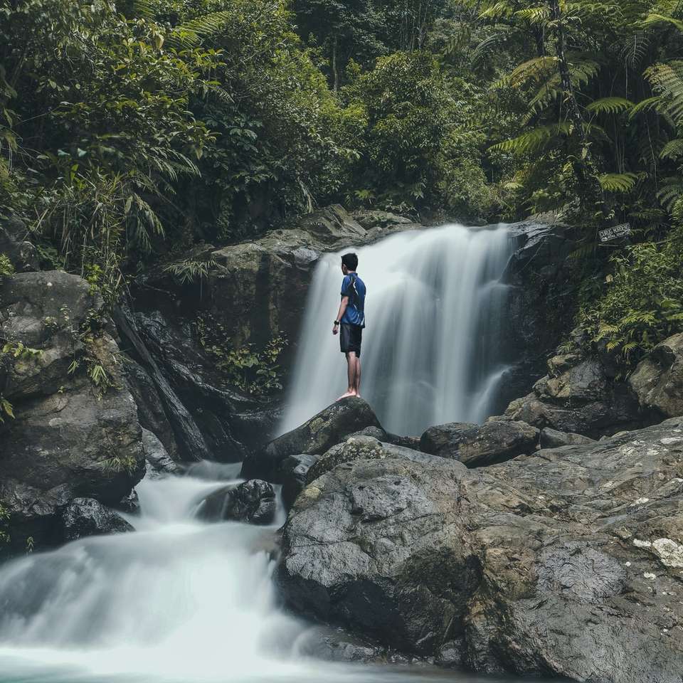 Стои пред водопада Хорденг плъзгащ се пъзел онлайн