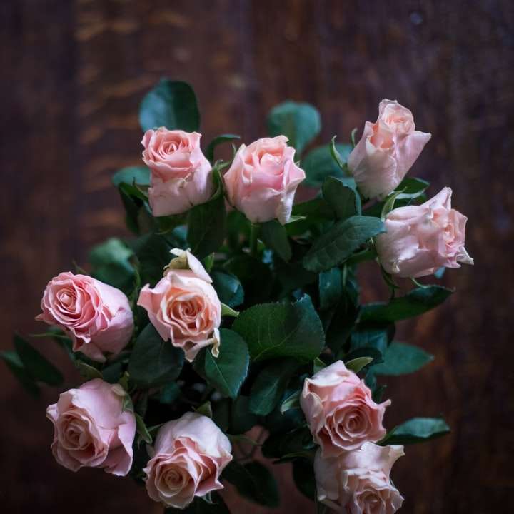висококутна фотографія букета рожевих троянд онлайн пазл