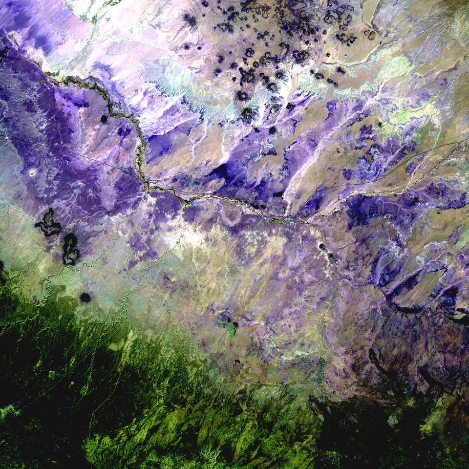 pictură abstractă violet, gri și verde puzzle online