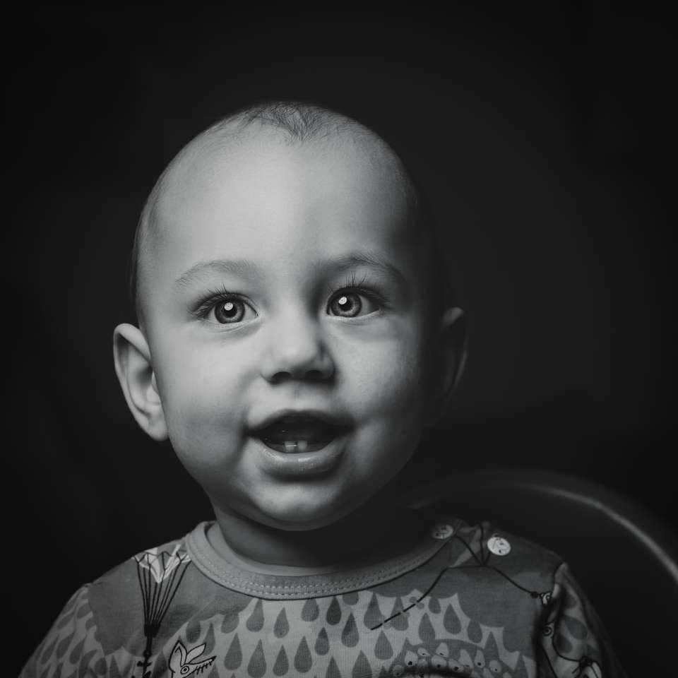 ボロースのモノクロの赤ちゃんの顔 オンラインパズル