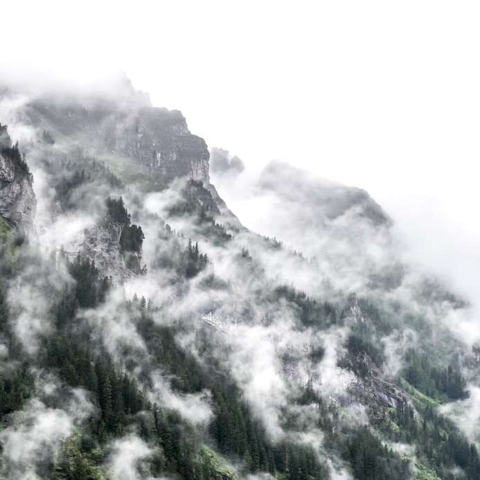 Lato di montagna roccioso e nebbioso puzzle scorrevole online