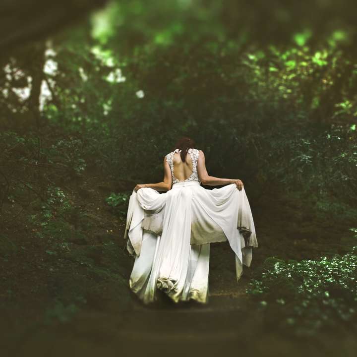 Noiva da floresta em vestido esvoaçante puzzle online