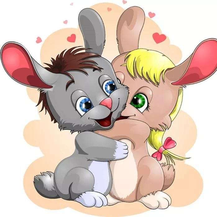 glada små kaniner Pussel online
