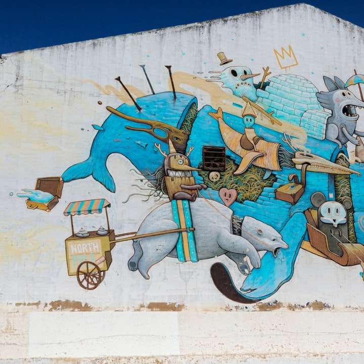modré a hnědé koně nástěnné umění posuvné puzzle online