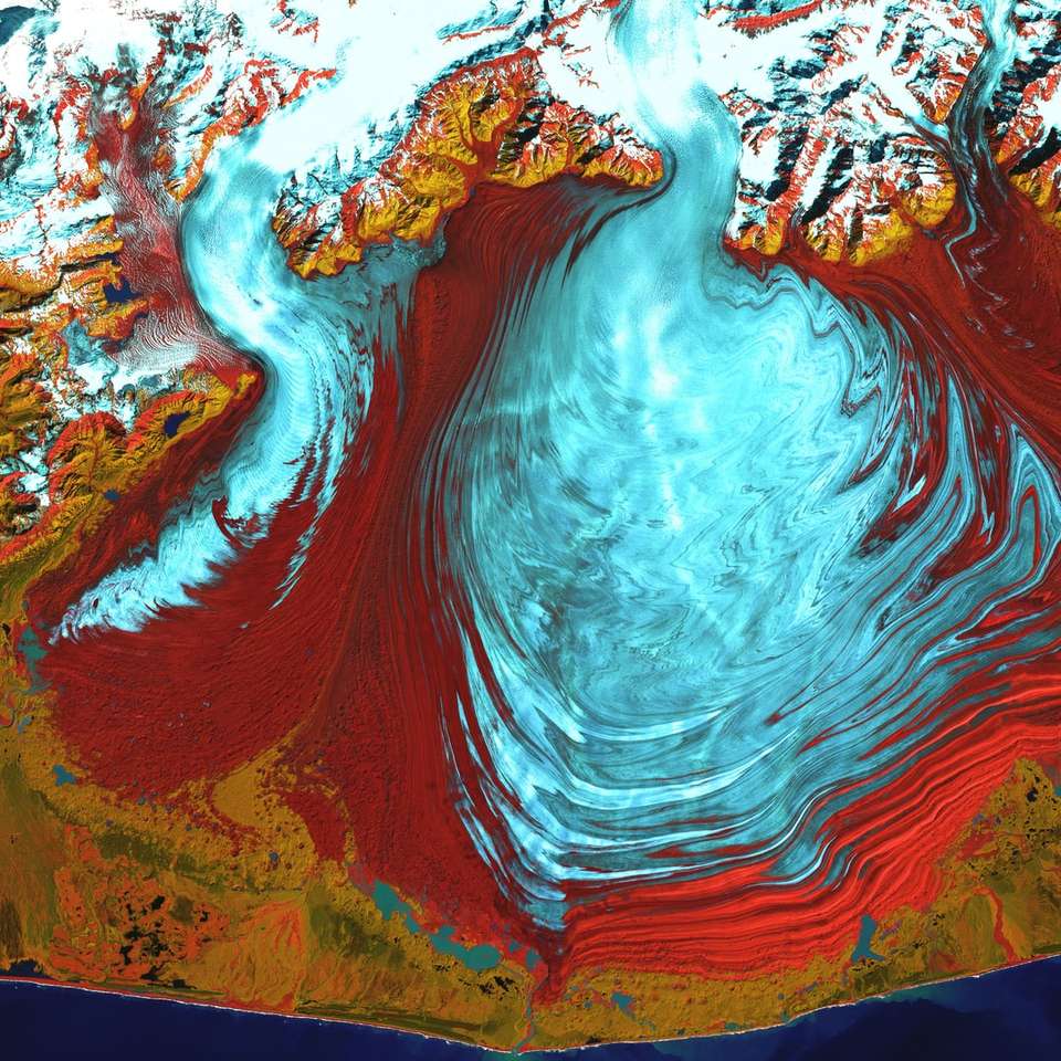 aerial photography of glacier in Alaska sliding puzzle online