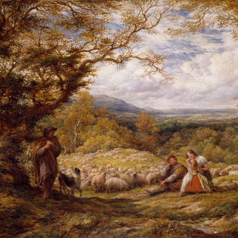 The Sheep Drive, 1863.
Künstler: John Linnell Schiebepuzzle online