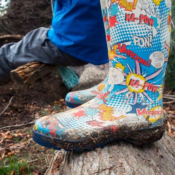 pair of multicolored rain boots sliding puzzle online