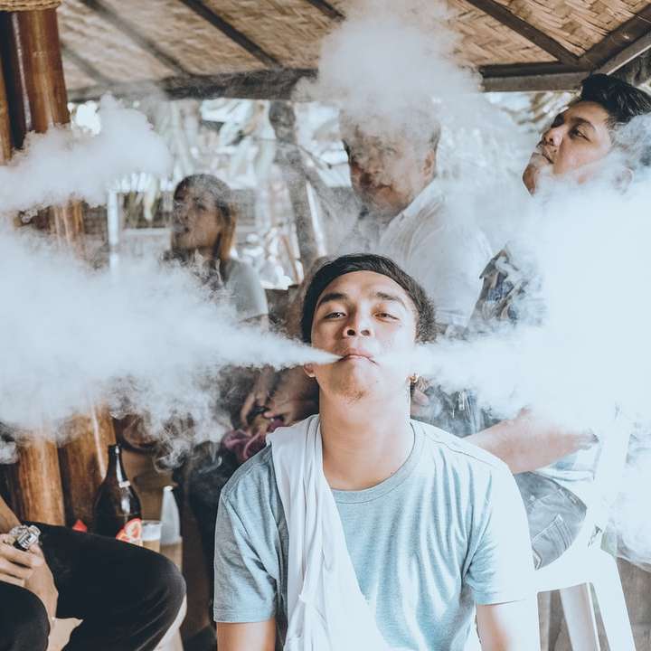 group of people vaping on gazebo online puzzle