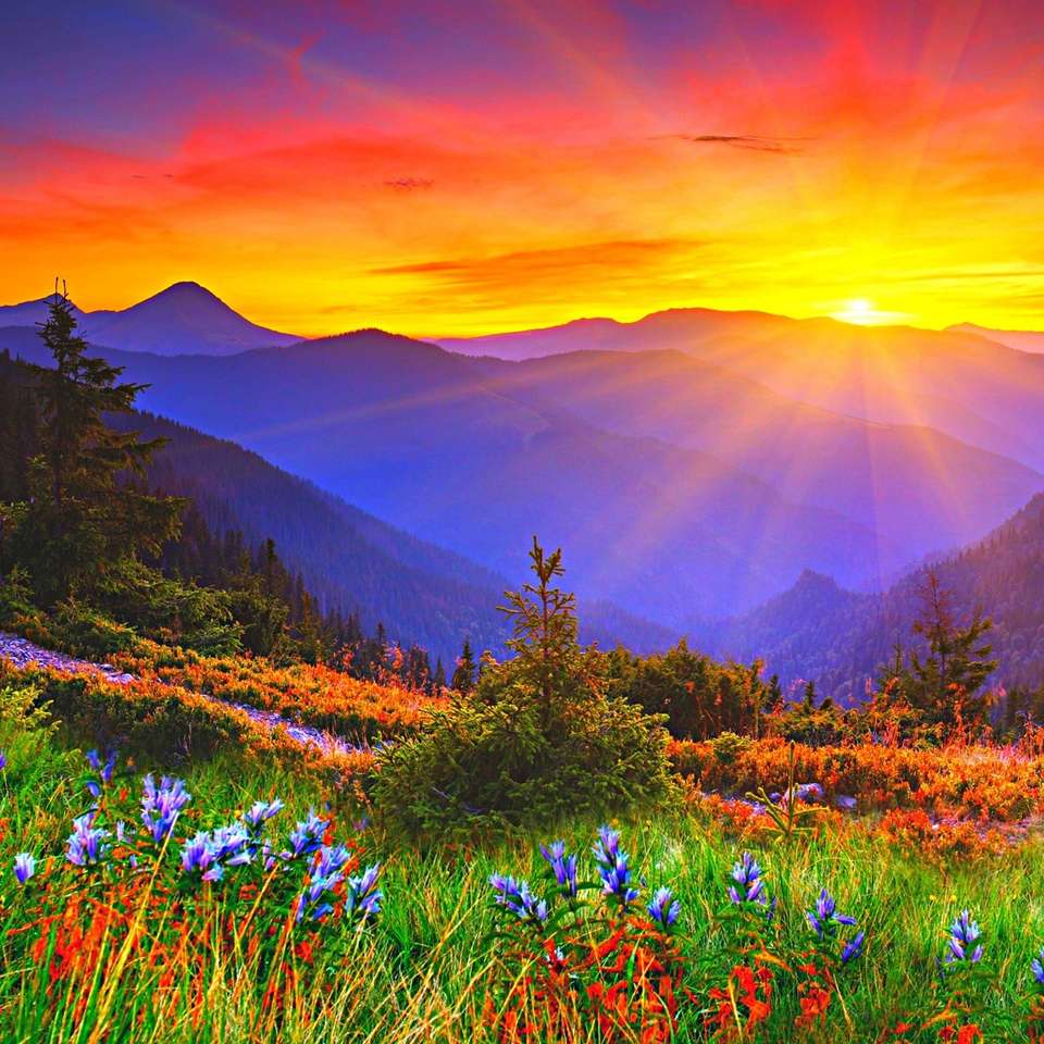 răsăritul soarelui la munte alunecare puzzle online