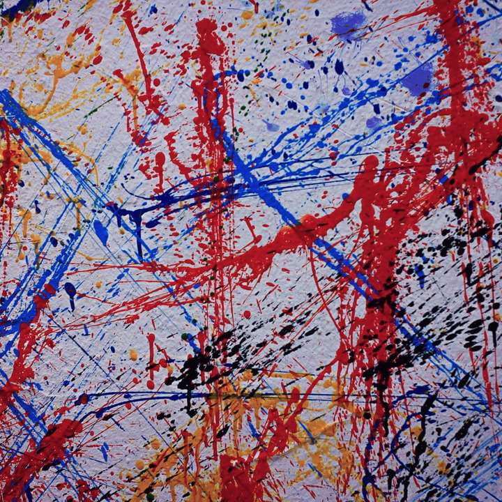 rood en blauw abstract schilderij online puzzel