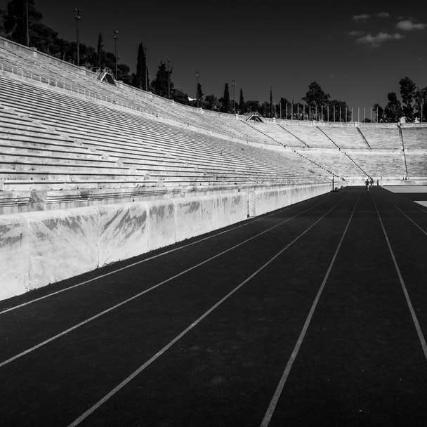 grayscale of stadium at night online puzzle