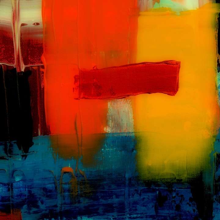 pictură abstractă galbenă roșie și albastră alunecare puzzle online