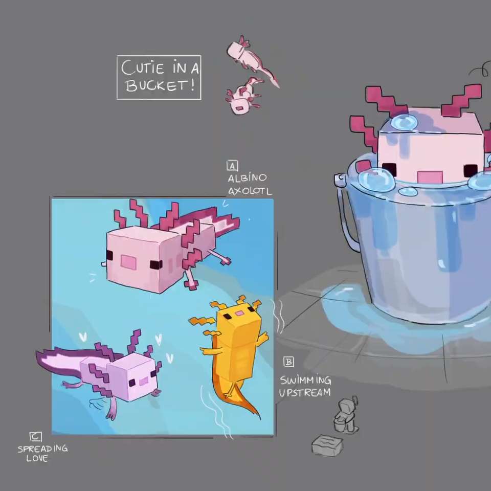 Minecraft Axolotl concept art puzzle online