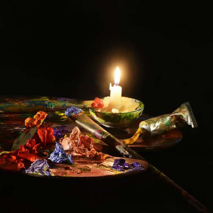 палітра фарб зі свічкою розсувний пазл онлайн