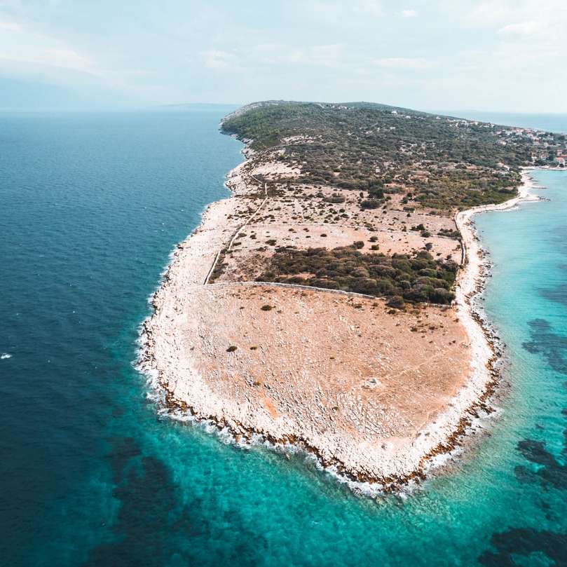 luchtfoto van bruin en groen eiland online puzzel