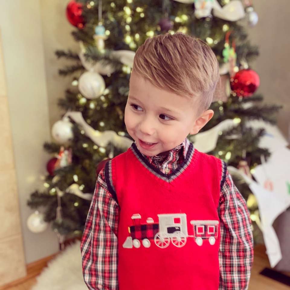 boy in red and white plaid dress shirt sliding puzzle online
