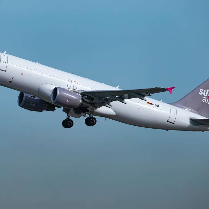 wit passagiersvliegtuig in de lucht overdag online puzzel