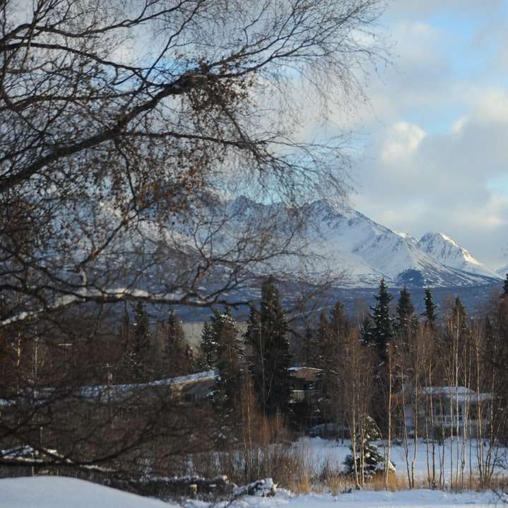 montanha coberta de neve sob céu nublado durante o dia puzzle deslizante online