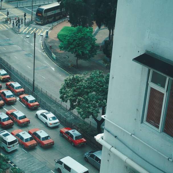 Tagsüber auf dem Parkplatz geparkte Autos Online-Puzzle