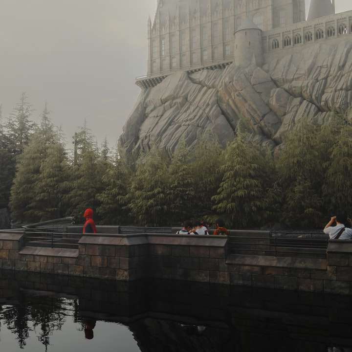 uomo in giacca rossa in piedi sul molo durante il giorno puzzle online