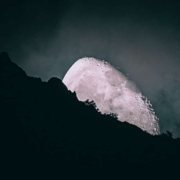 silueta de montaña bajo la noche estrellada rompecabezas en línea