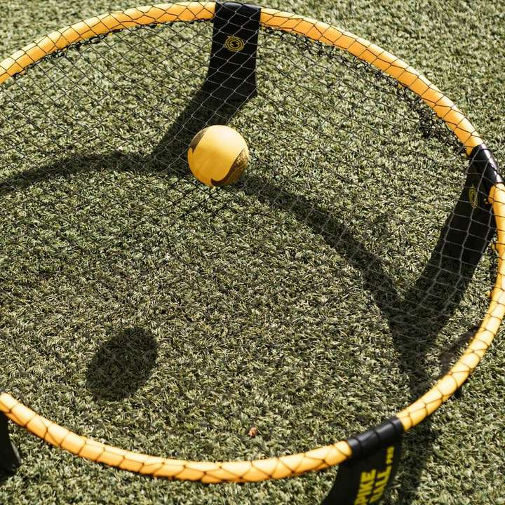 κίτρινη στρογγυλή μπάλα σε μαύρο και άσπρο δίχτυ συρόμενο παζλ online