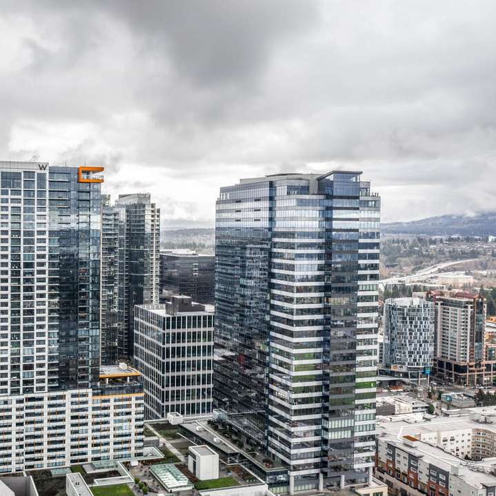 hoge gebouwen onder grijze lucht overdag online puzzel