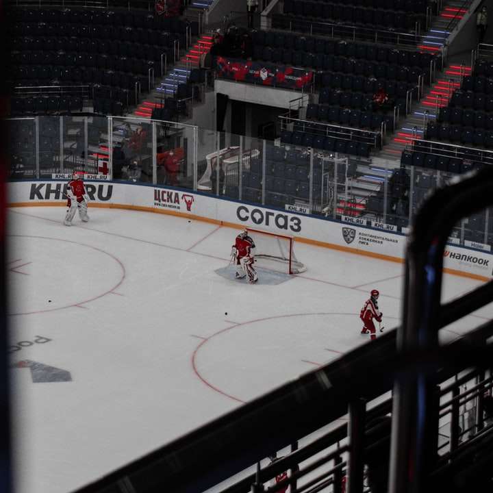 hokej na lodzie na boisku hokejowym puzzle przesuwne online