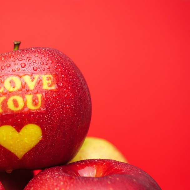 rött och gult jag älskar dig tryck äpple Pussel online