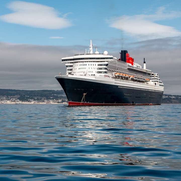 wit en zwart cruiseschip op zee onder de blauwe hemel schuifpuzzel online