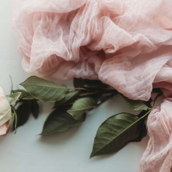 rosa ros på vitt bord Pussel online