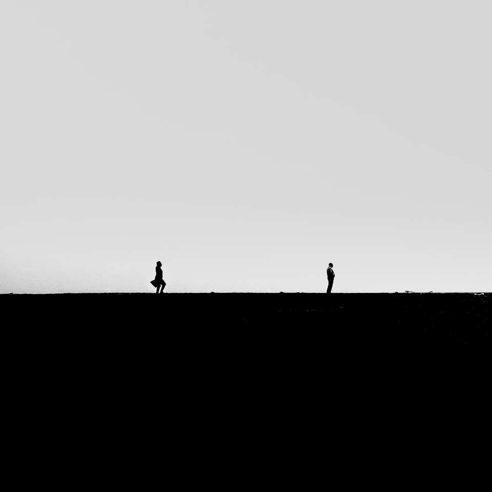 Silhouette von 2 Personen, die auf Feld gehen Schiebepuzzle online