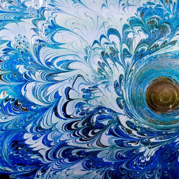 pintura abstrata em azul e branco puzzle online