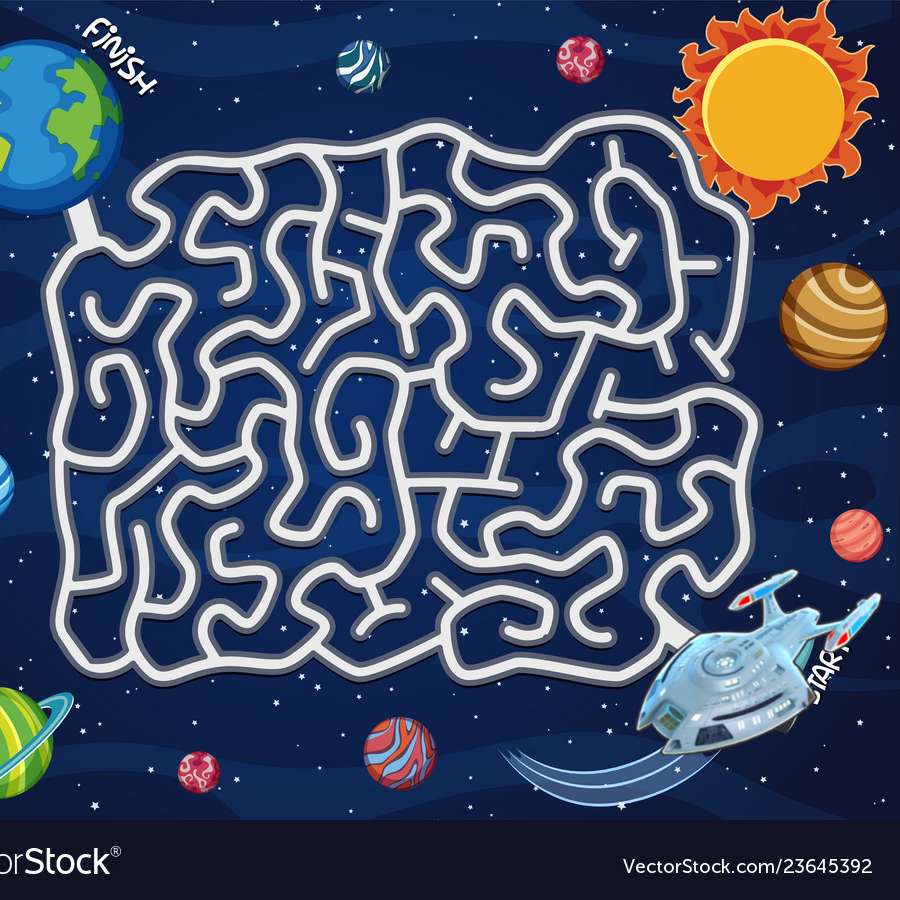 Färgglada rymd labyrint glidande pussel online